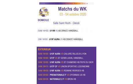 Programme week-end du 3 &amp; 4 octobre